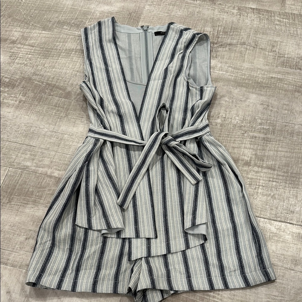 BCBGMAXAZRIA Striped Sleeveless Romper